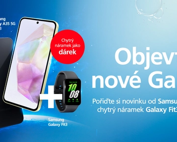 Objevte nové Samsung Galaxy A55 a A35. Jedině u O2 k nim bez čekání a registrací dostanete chytrý náramek Galaxy Fit3 jen za 1 Kč