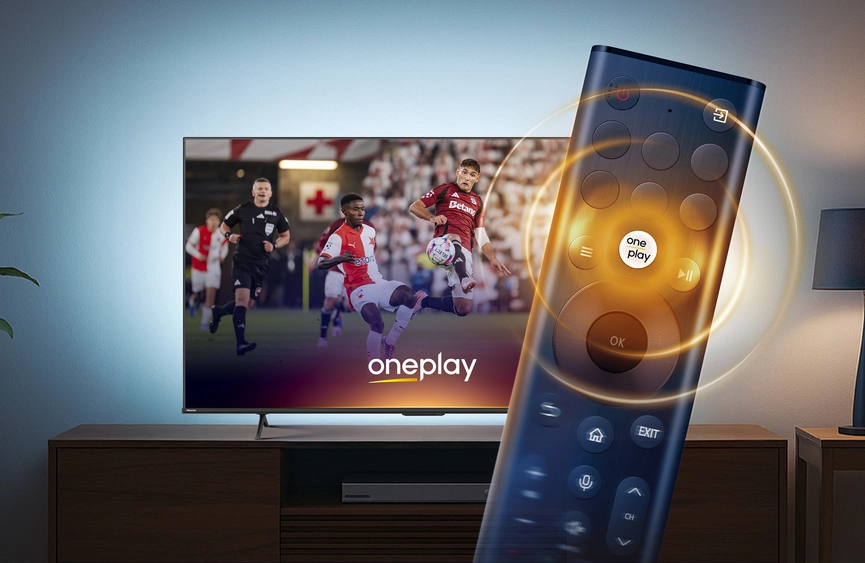 Zábava na dosah ruky: O2 uvádí nové televizory Hisense s tlačítkem Oneplay na ovladači