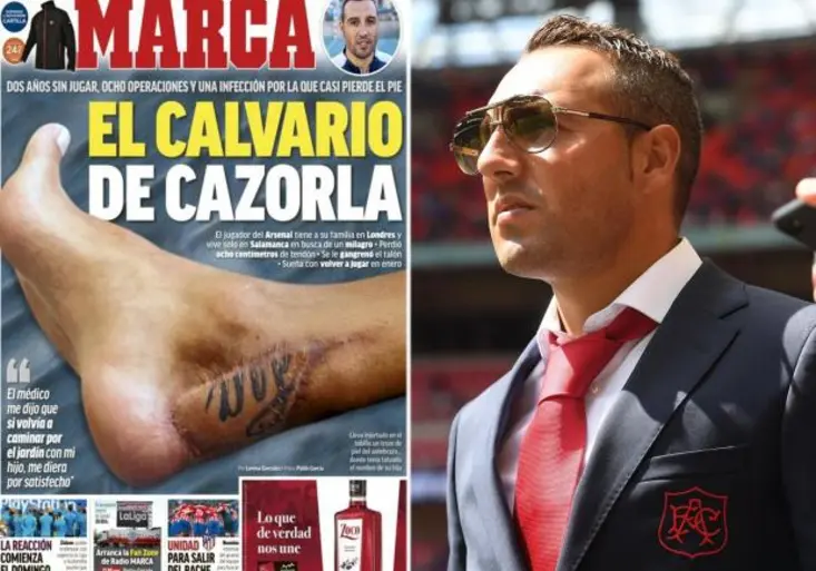 Bláznivý příběh hvězdy Arsenalu! Cazorla málem přišel o nohu. Kůži z ruky mu dali na kotník i s tetováním!