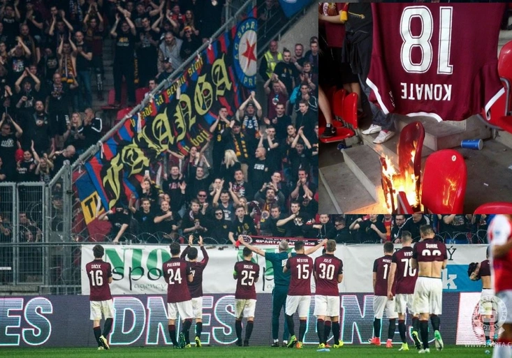 Nepochopitelné: Hooligans Sparty během derby spálili dres Konatého