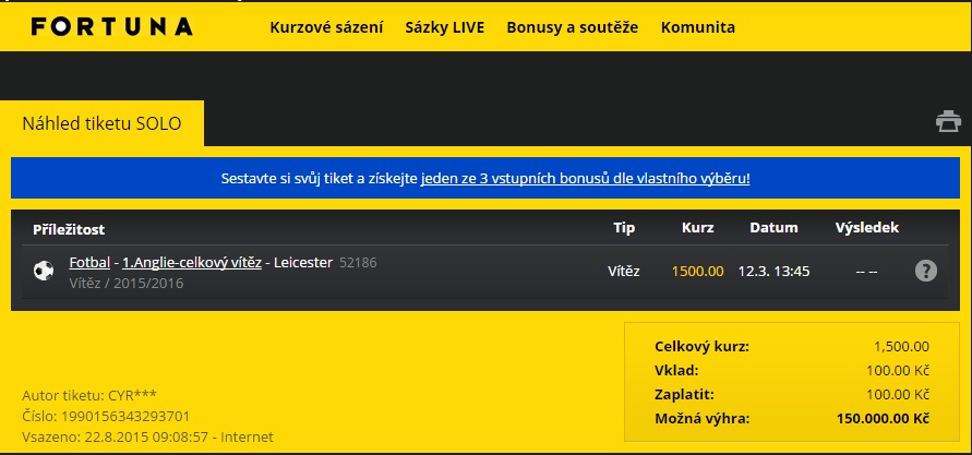 fortuna tiket