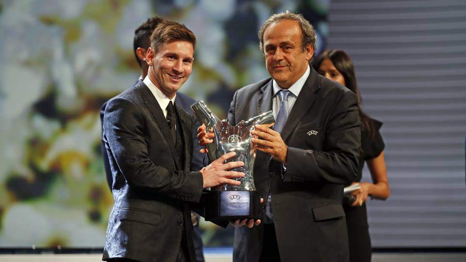 Lionel Messi Michel Platini nejlepší hráč UEFA