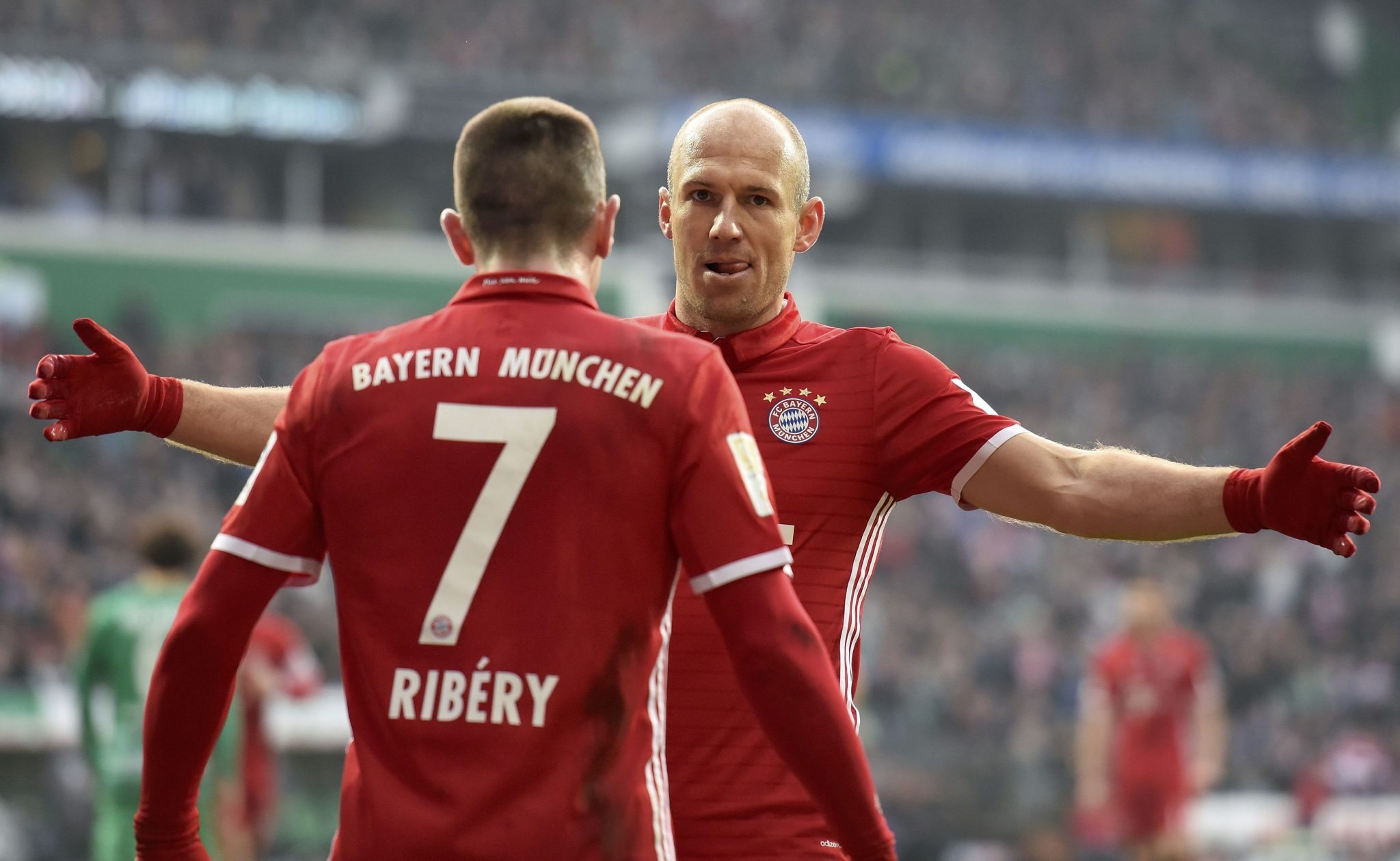 Brémy - Bayern: Arjen Robben a Franck Ribéry