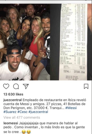 Lionel Messi a jeho účet. Foto: Instagram