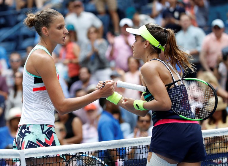 Karolína Plíšková a Nicole Gibbs (US Open 2017). Foto: Reuters
